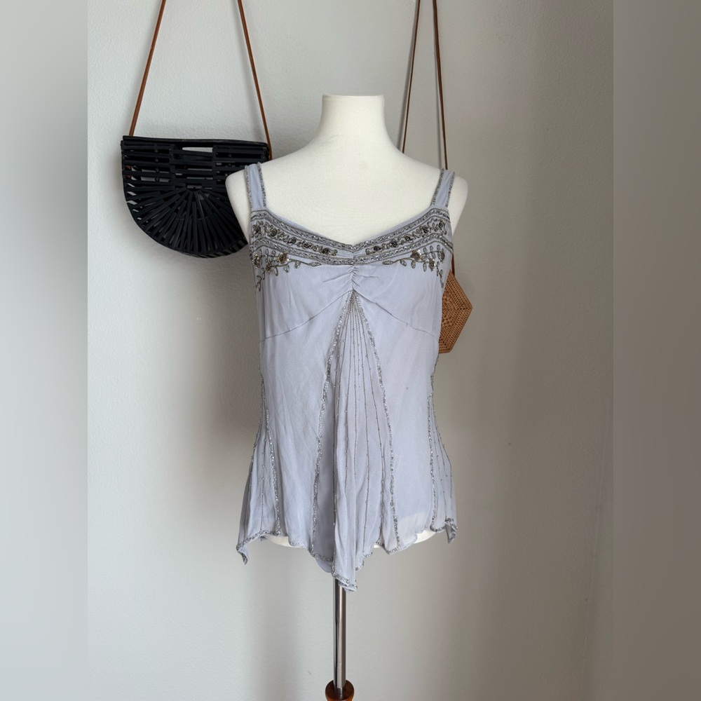 Vintage Alain Weiz Beaded Silk Camisole Tank, Size 16